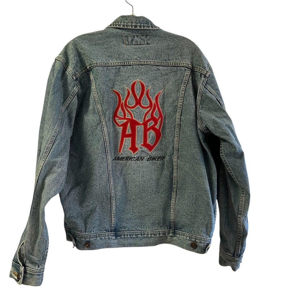 Vintage Lee Trucker Classic 100% Cotton Denim American Biker Jacket Size M